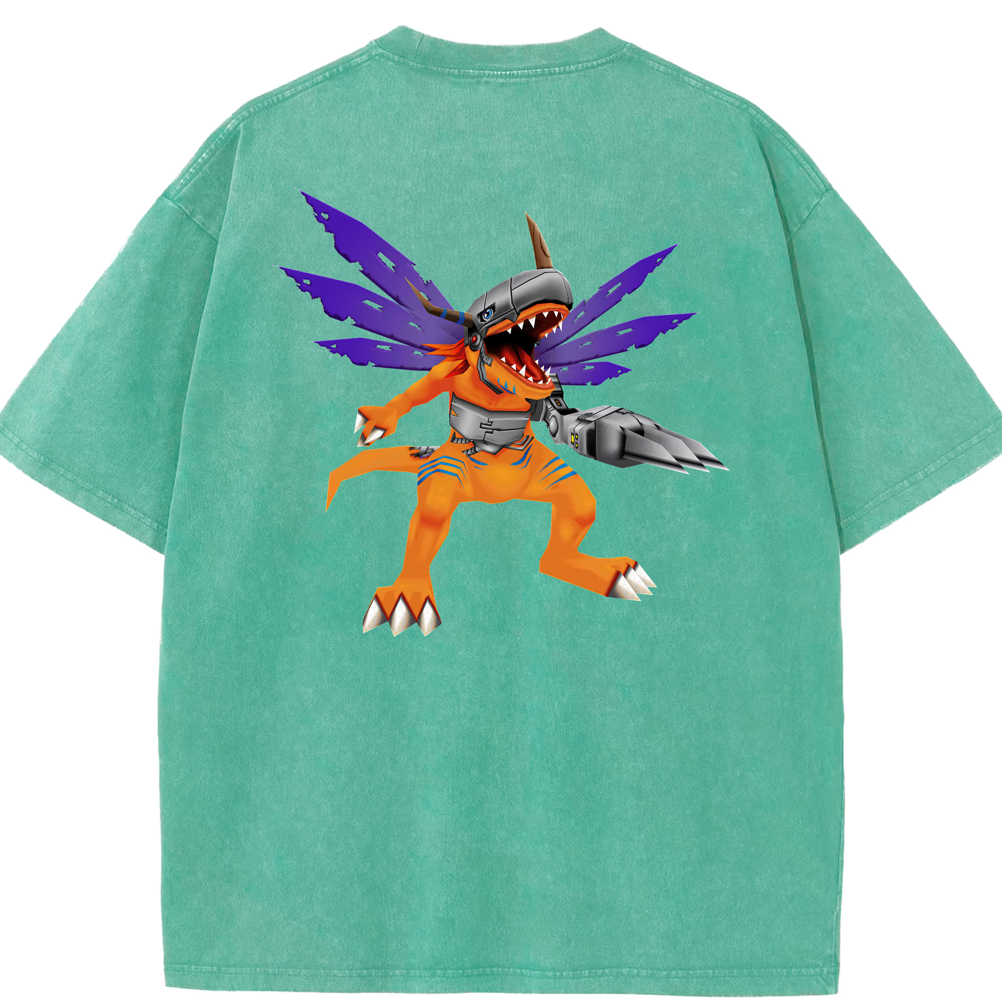 （画像用） Digimon デジタルモンスター/デジモン 綿100% ヴィンテージ風 半袖Tシャツ（背面プリント）